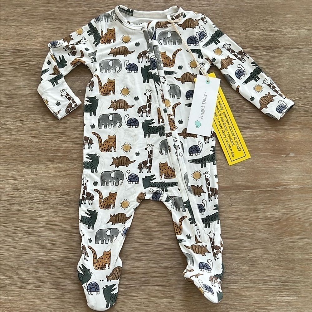 Angel Dear Baby Boy Bamboo Footie Sleeper Animals 3-6 Safari